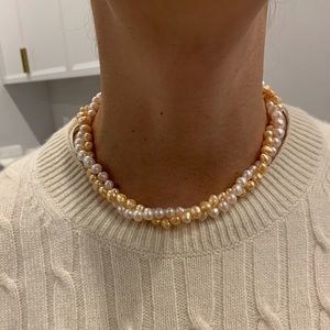 Blush + Light Coral Freshwater Pearl Wrap Necklace